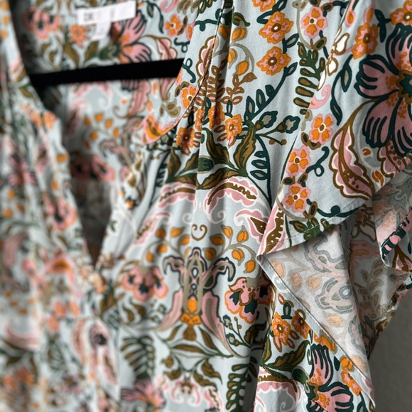 DR2 Floral Print Cap Sleeve Top Plus Size 1X - Picture 4 of 9